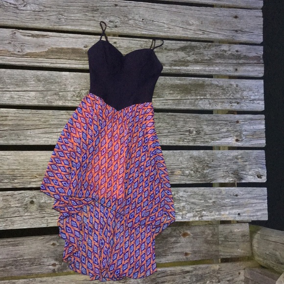 Navy print High low dress 5 6 B Darlin - Picture 2 of 8